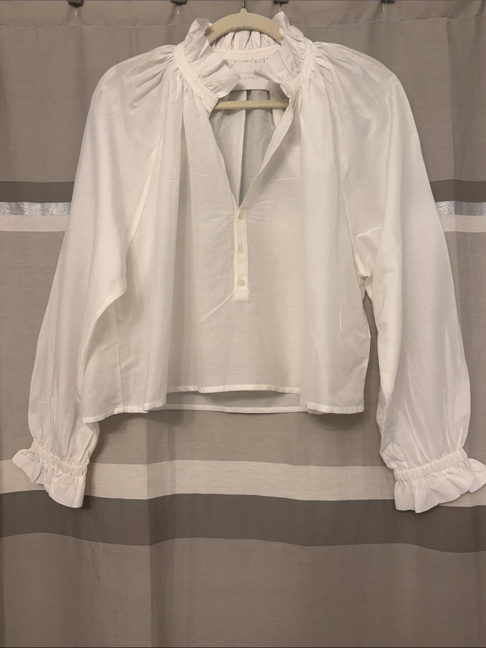Citizens Of Humanity White Ruffled Collar Button-Front Blouse